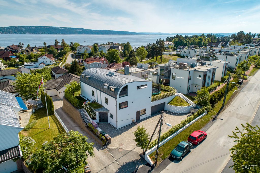 Dronefoto av bolig, Oslo