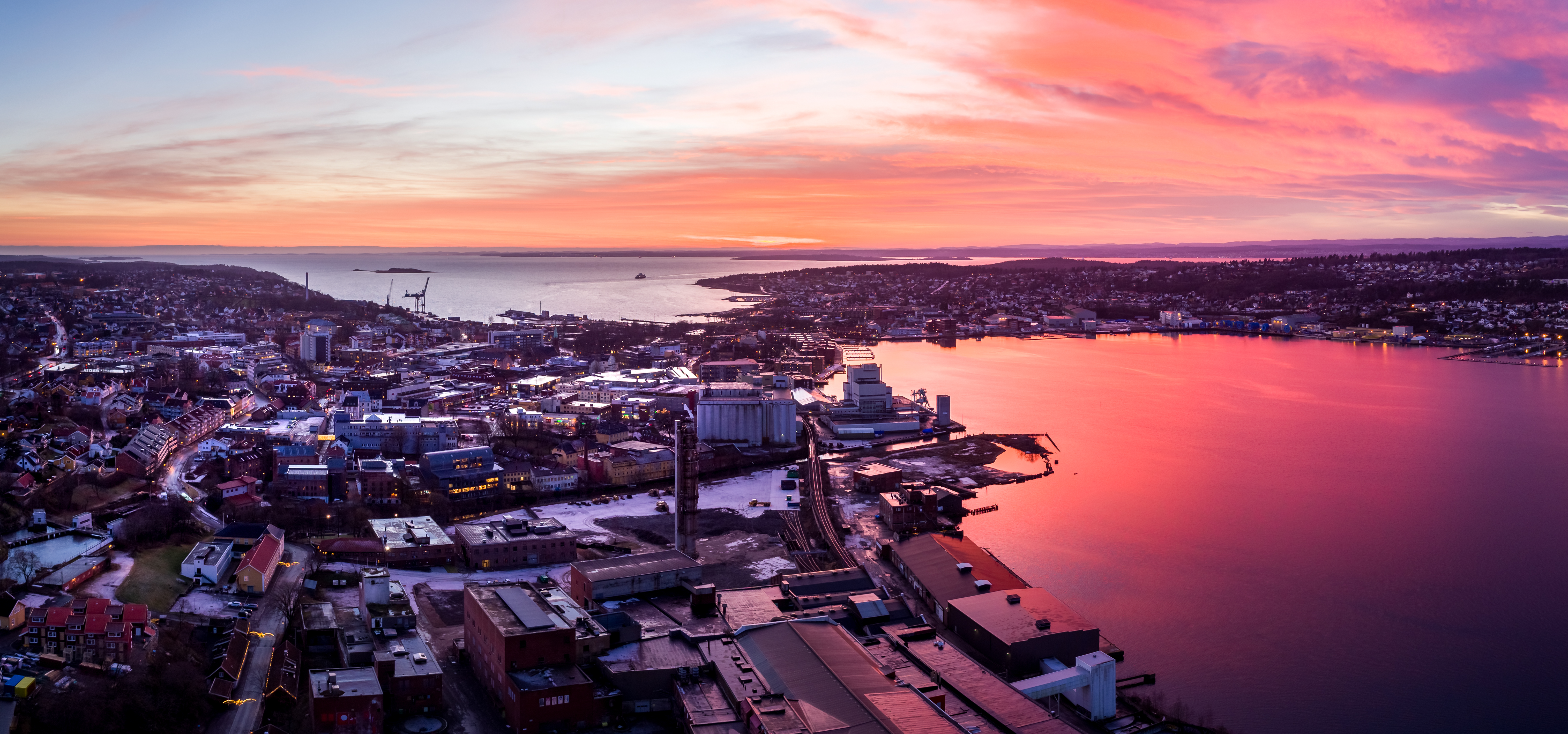 Dronefoto_østfold_solnedgang